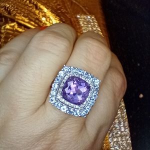 Diamond Amethyst Tanzanite gold ring